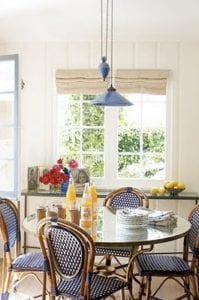 Kitchen, glass round table, cozy wooden chair