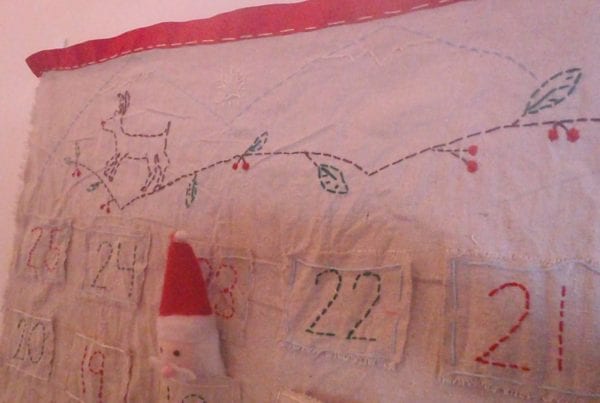 embroidery stitches, calendar, Christmas, wall décor
