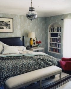 modern bedroom, wallpaper, furniture