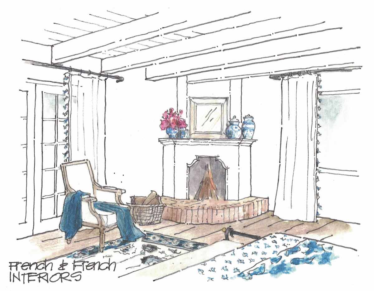 adobe fireplace sketch