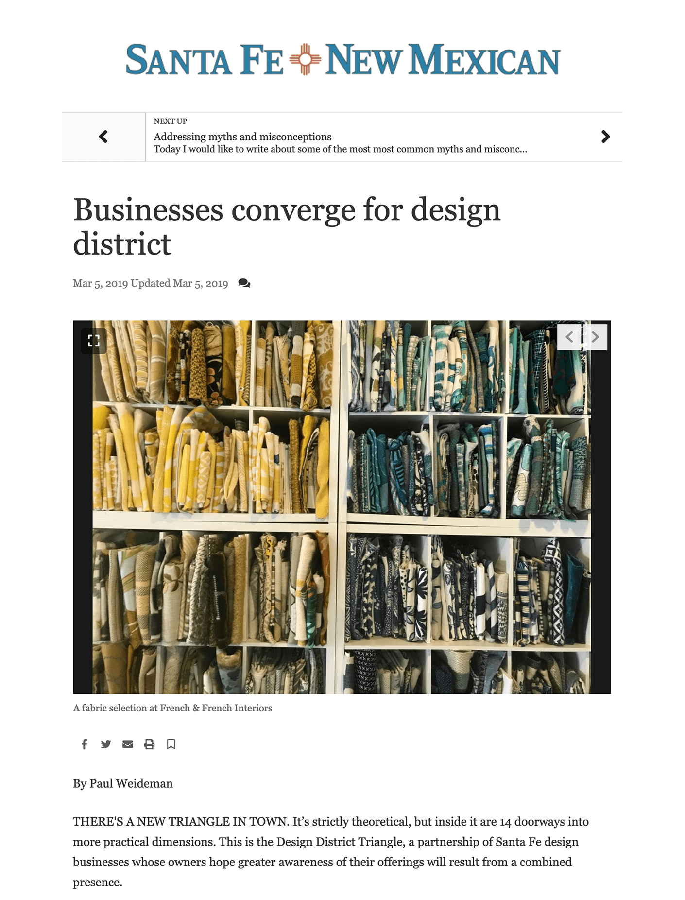 Businesses Converge for Design business coverage for design district santa fe new mexican article featuring french and french interiors