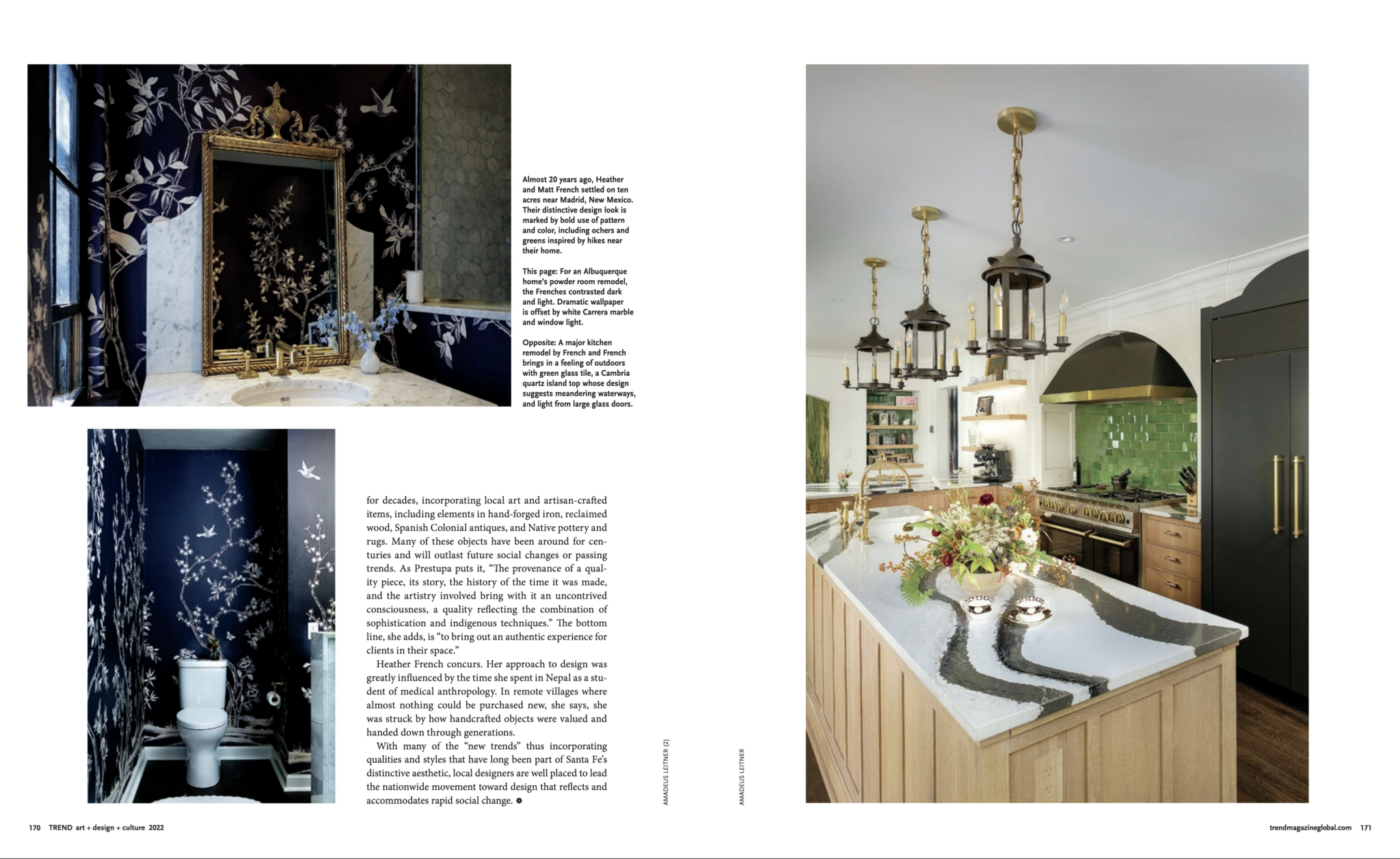 Trend magazine spread showing interior design work of French & French Interiors